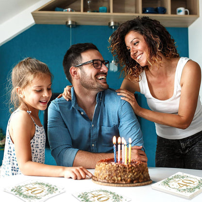 Servietten 40. Geburtstag Eukalyptus Grün Gold 40 Stück