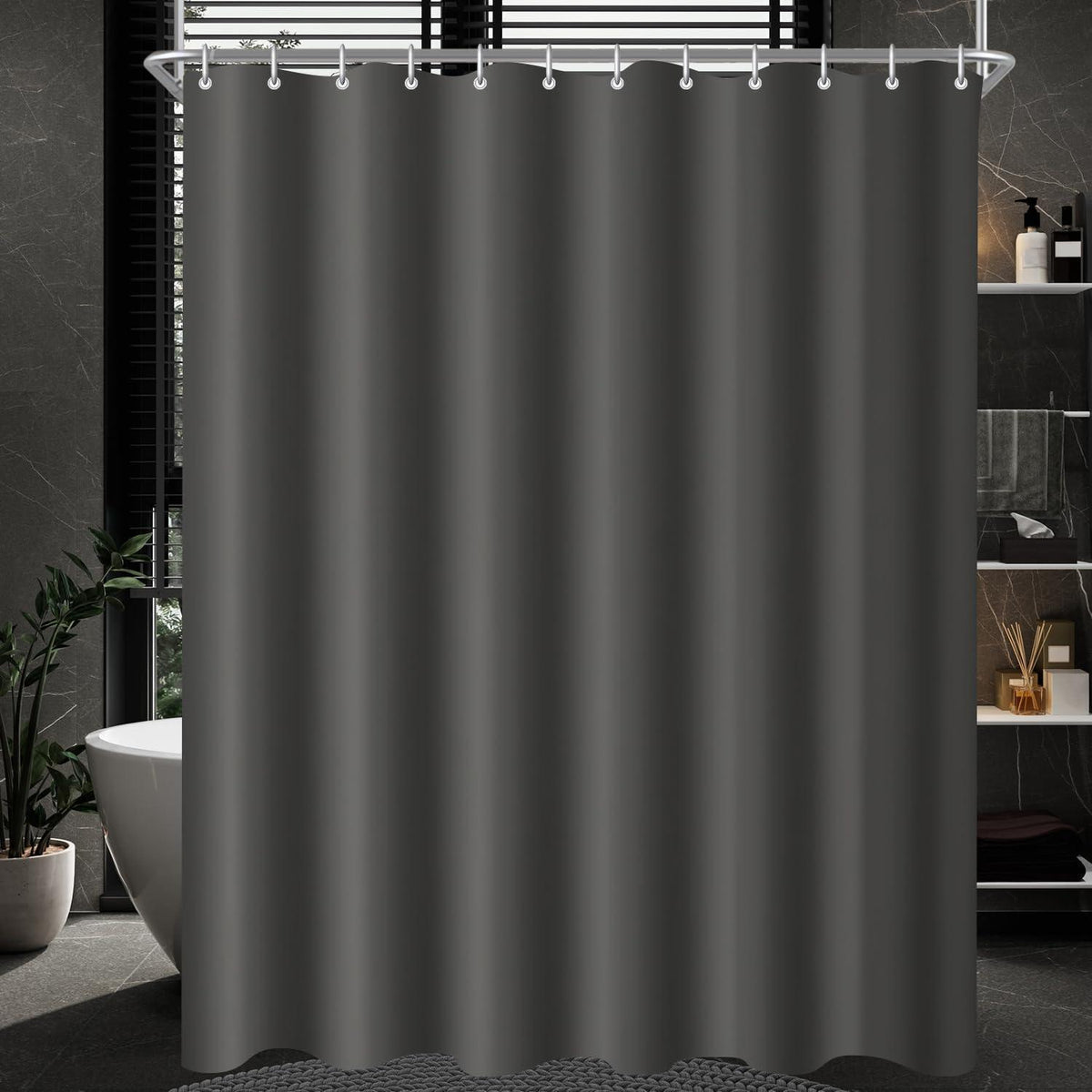 Duschvorhang 150x180 cm Dunkelgrau, Antischimmel & Wasserabweisend
