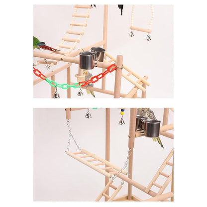 Vogelspielplatz aus Holz für Wellensittiche & Co. (48x33,5x94,5cm)