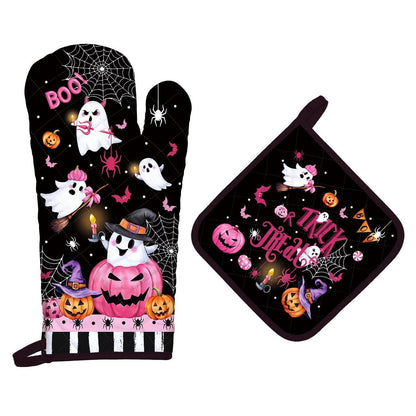 Halloween Ofenhandschuh & Topflappen-Set aus Baumwolle