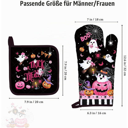Halloween Ofenhandschuh & Topflappen-Set aus Baumwolle