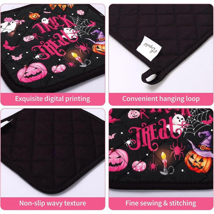 Halloween Ofenhandschuh & Topflappen-Set aus Baumwolle