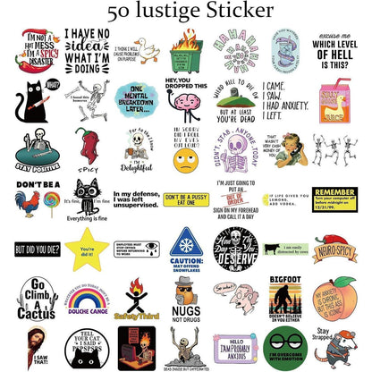 50er Sticker Set – Lustige & Wasserdichte Aufkleber für DIY