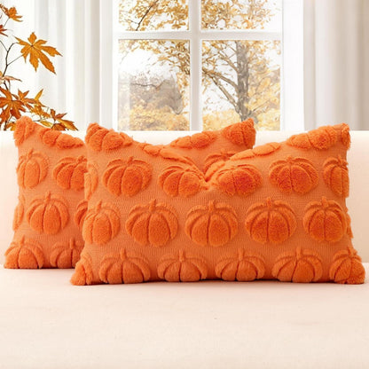 2 Kürbis Kissenbezüge 40x60cm – Herbst Boho Deko Orange