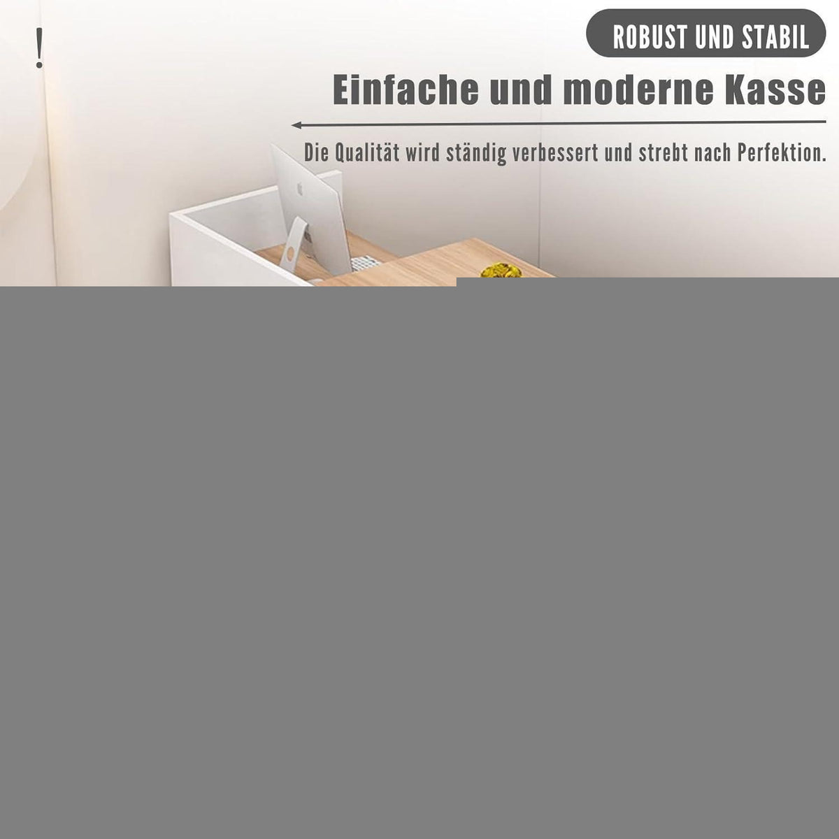 Rezeptionstheke Holz mit Stauraum – 140x50x100 cm (links)