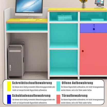 Rezeptionstheke Holz mit Stauraum – 120x50x100 cm Weiß
