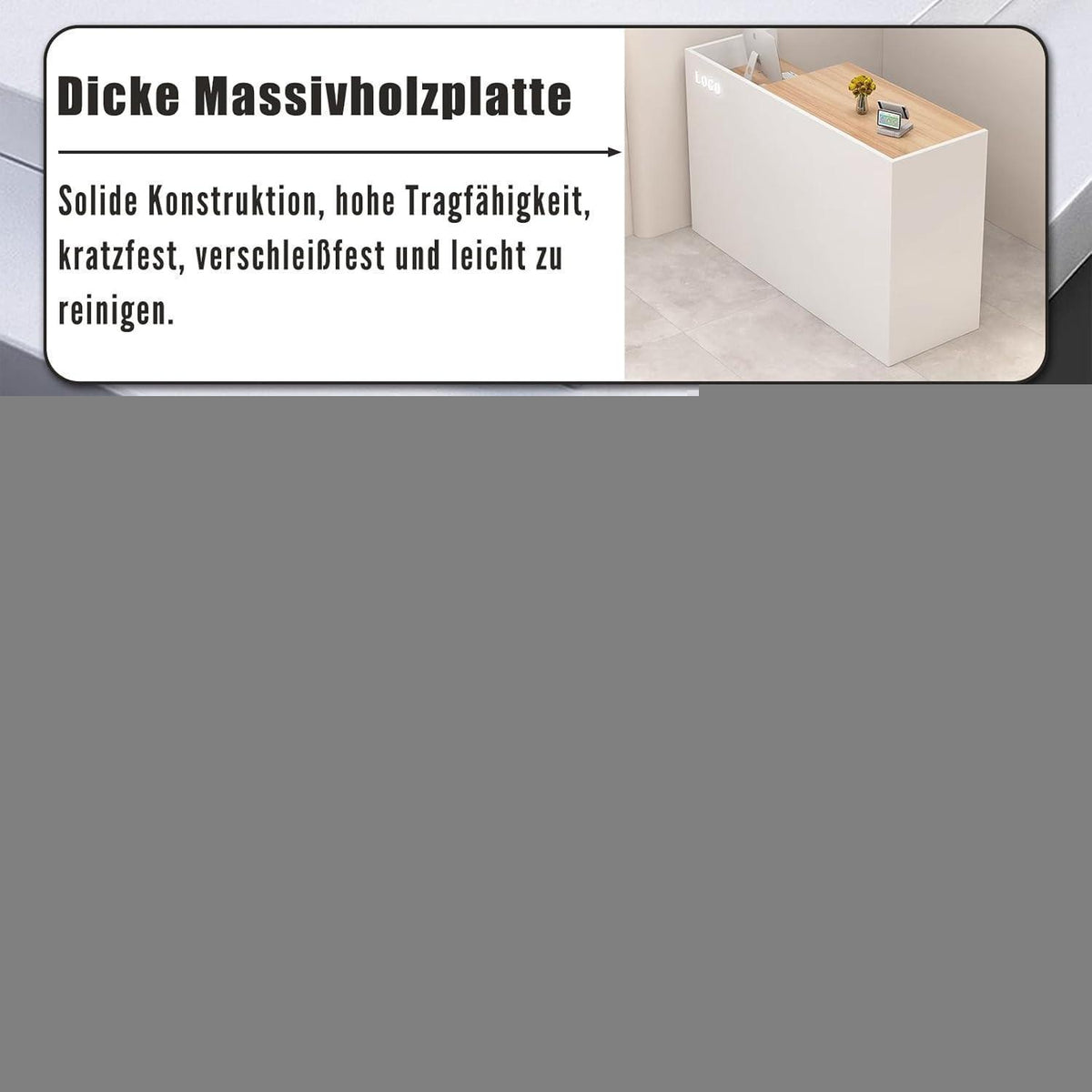 Rezeptionstheke Holz mit Stauraum – Schwarz Weiß 120x50x100 cm
