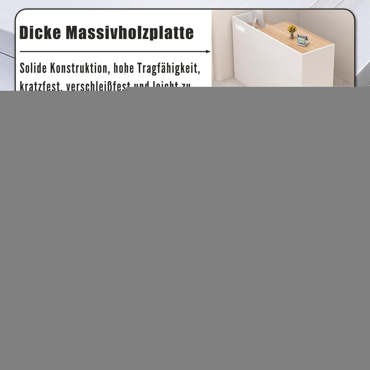 Rezeptionstheke Holz mit Stauraum – 160x50x100 cm