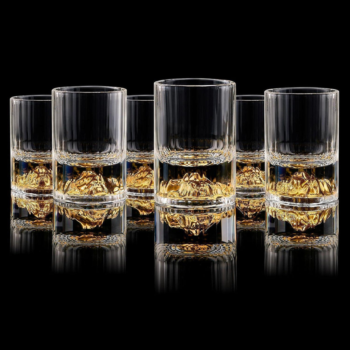 Goldberg Schnapsgläser Set (6 Stück) - Kristallglas 24K Gold