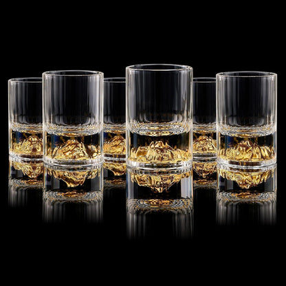 Goldberg Schnapsgläser Set (6 Stück) - Kristallglas 24K Gold