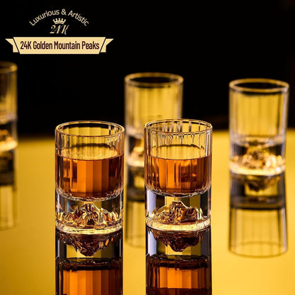 Goldberg Schnapsgläser Set (6 Stück) - Kristallglas 24K Gold