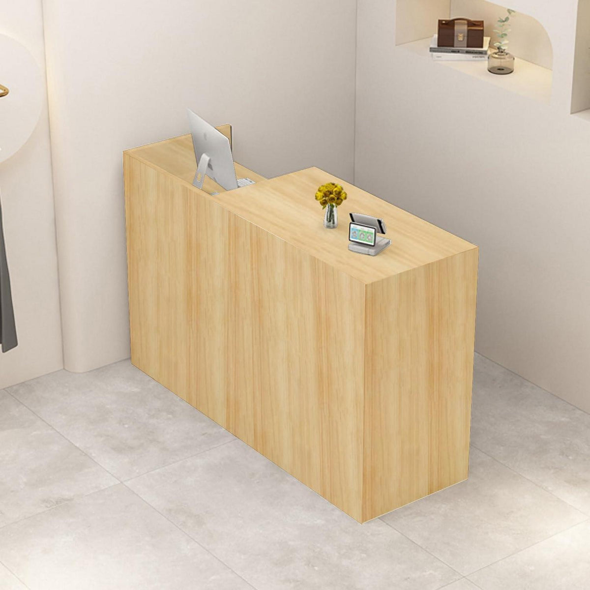 Holz Rezeptionstheke mit Stauraum – 80-200 cm, für Büro & Laden