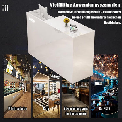 Rezeptionstheke Holz mit Stauraum – Schwarz Weiß 150cm