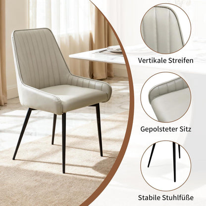 6 Esszimmerstühle Taupe, mit Armlehnen & Metallbeinen in Lederoptik