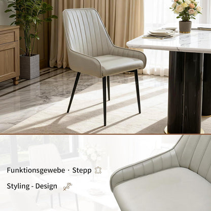 6 Esszimmerstühle Taupe, mit Armlehnen & Metallbeinen in Lederoptik