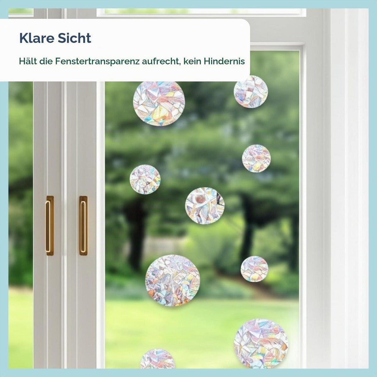 Runde Fensteraufkleber Prisma – Regenbogen Sonnenfänger & Vogelschutz