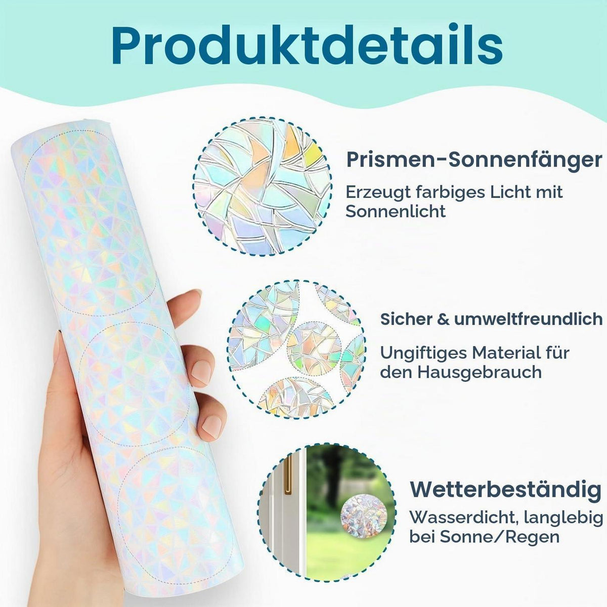 Runde Fensteraufkleber Prisma – Regenbogen Sonnenfänger & Vogelschutz