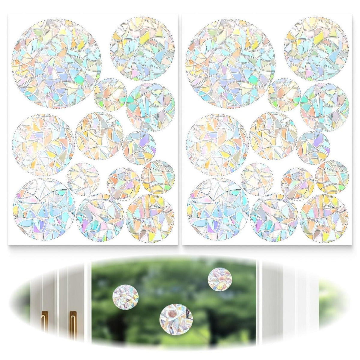 Runde Fensteraufkleber Prisma – Regenbogen Sonnenfänger & Vogelschutz