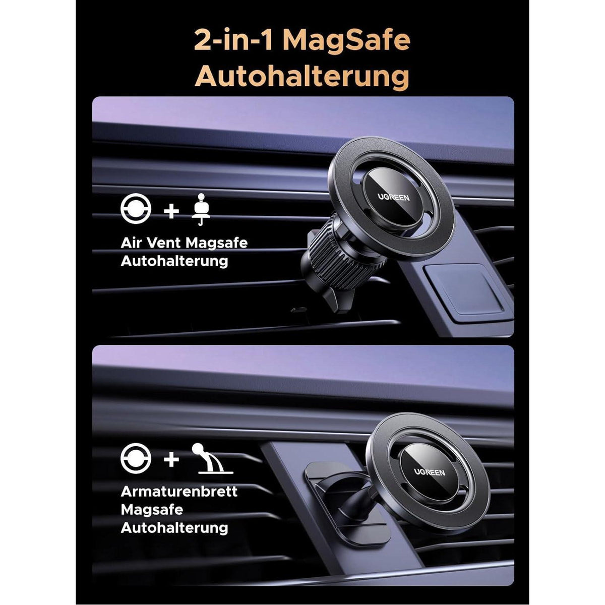 Magsafe Autohalterung 2-in-1 für iPhone 17 16 15 14
