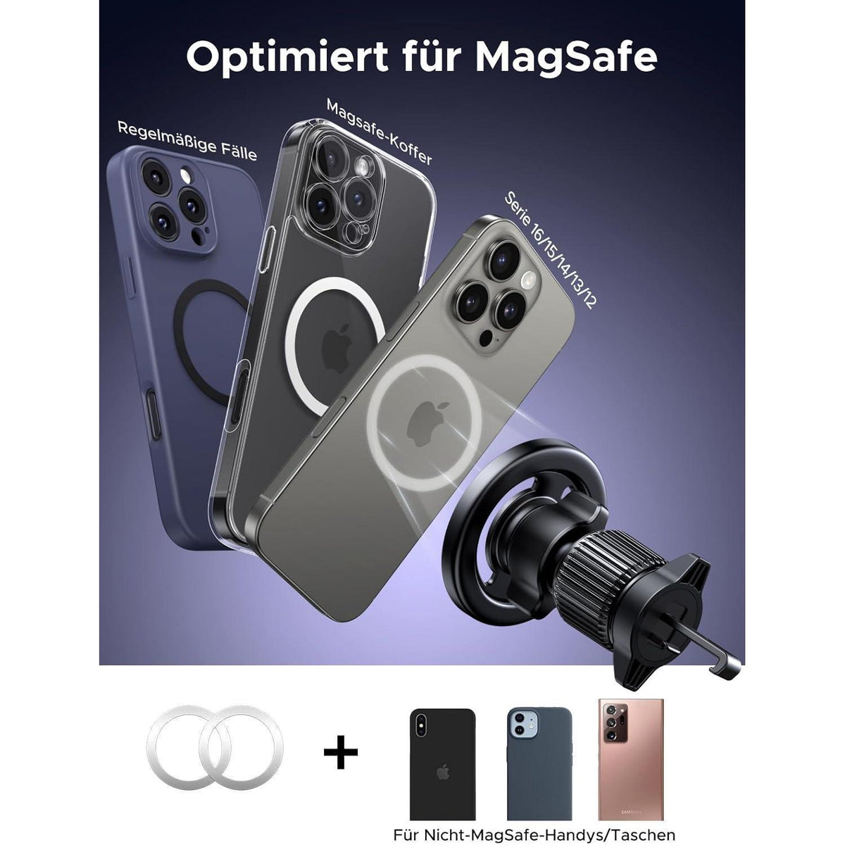 Magsafe Autohalterung 2-in-1 für iPhone 17 16 15 14