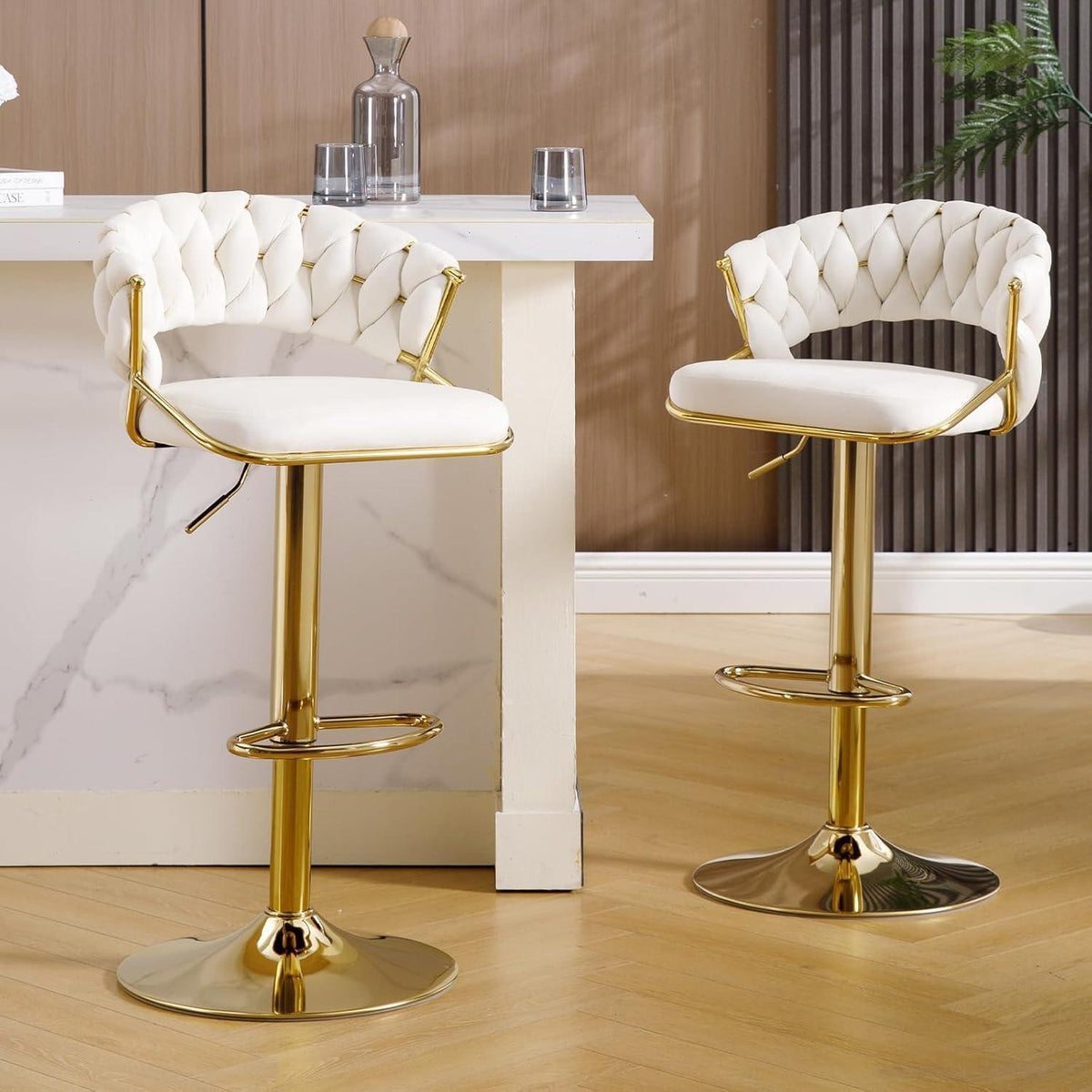 Moderne Barhocker Set 4er – Samt, Höhenverstellbar & Drehbar