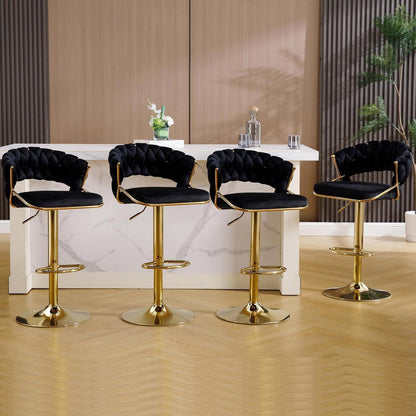 Moderne Samt Barhocker 4er Set, höhenverstellbar & drehbar