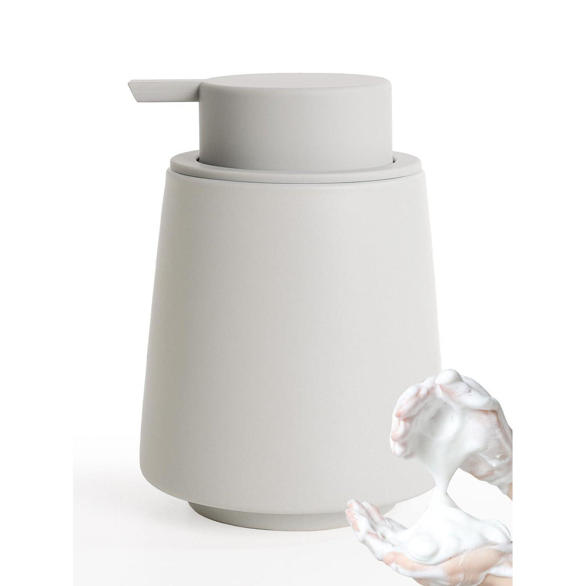 Grauer Schaumseifenspender 400ml – Keramik Spender für Küche & Bad