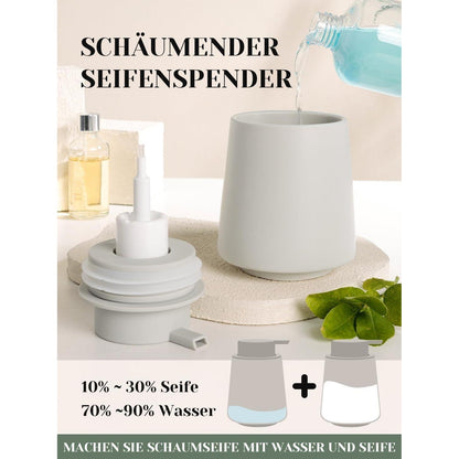 Grauer Schaumseifenspender 400ml – Keramik Spender für Küche & Bad