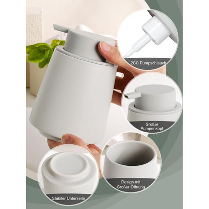 Grauer Schaumseifenspender 400ml – Keramik Spender für Küche & Bad