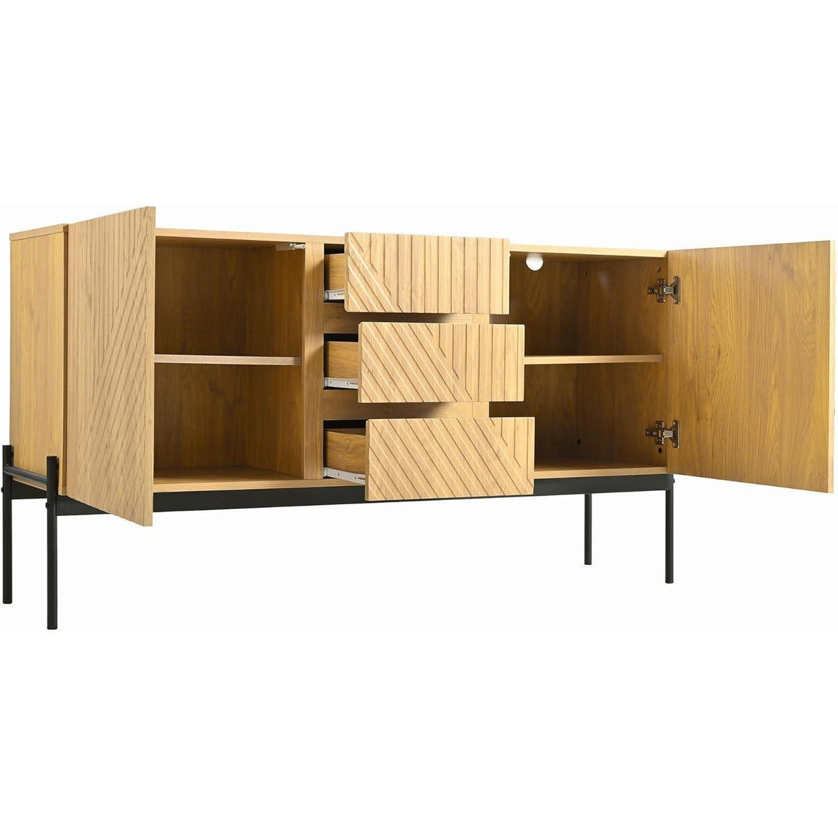 Kommode mit 2 Türen & 3 Schubladen – Modernes Sideboard 150x45x75cm