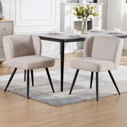 Moderner Esszimmerstuhl Set 4er – Bequeme Polsterstühle Leinen Oatmeal