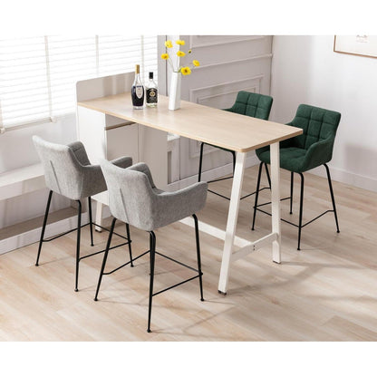Moderner Barhocker 2er Set mit Frottee & Metallfüßen, Grün