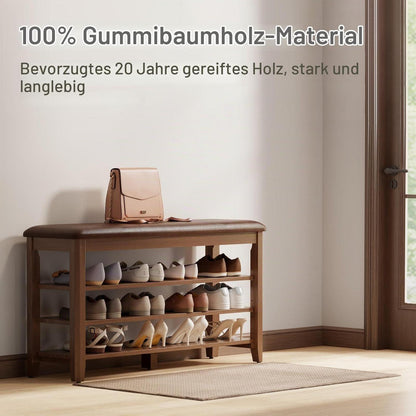 Schuhregal Bank mit Kissen, 100cm Walnuss