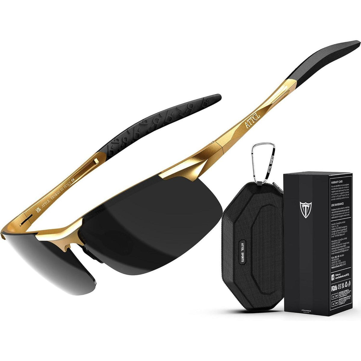 Herren Polarisierte Sport Sonnenbrille Al-Mg Metallrahmen Gelb/Grau