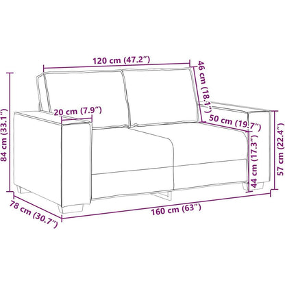 2-Sitzer Sofa Cappuccino – 120cm mit Abnehmbaren Kissen in Lederoptik