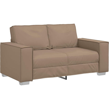 2-Sitzer Sofa Cappuccino – 120cm mit Abnehmbaren Kissen in Lederoptik
