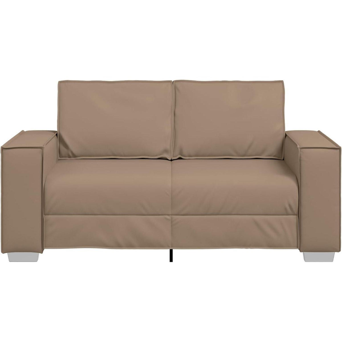 2-Sitzer Sofa Cappuccino – 120cm mit Abnehmbaren Kissen in Lederoptik