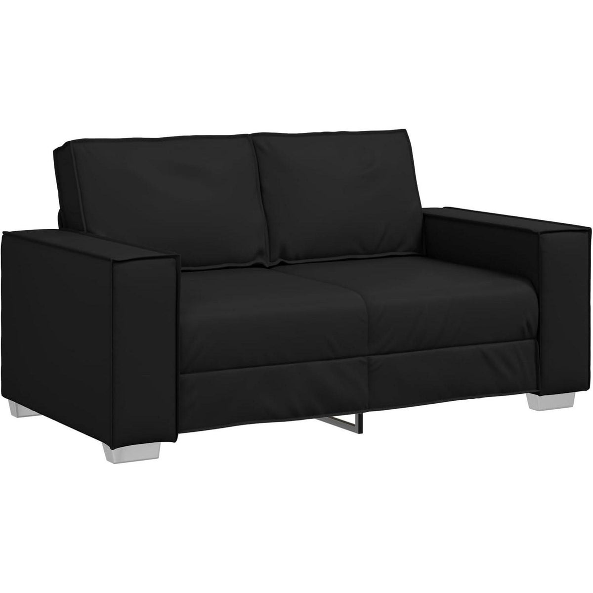 2-Sitzer Sofa Schwarz – Couch 120cm in Lederoptik