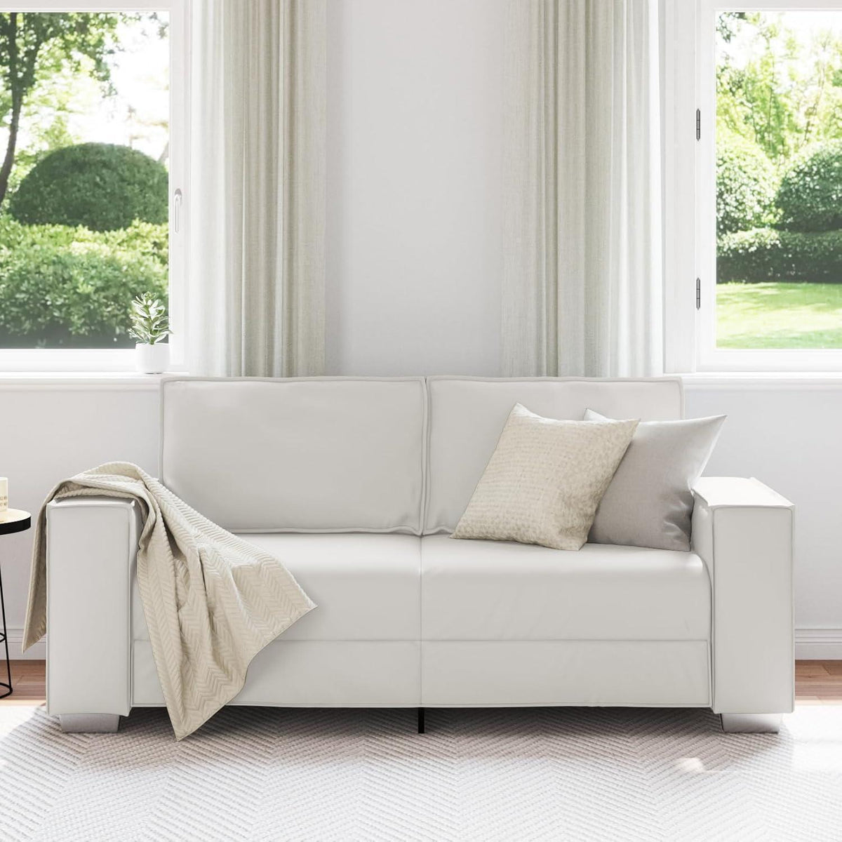 Weißes 2-Sitzer Sofa 140 cm – Kleines Sofa in Lederoptik