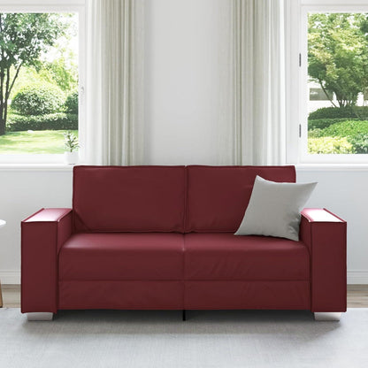 2-Sitzer Sofa Weinrot – Couch 140cm für Wohnzimmer in Lederoptik