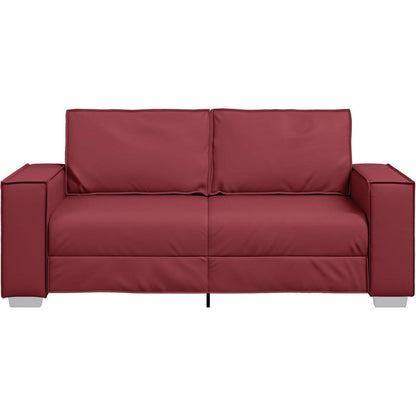 2-Sitzer Sofa Weinrot – Couch 140cm für Wohnzimmer in Lederoptik