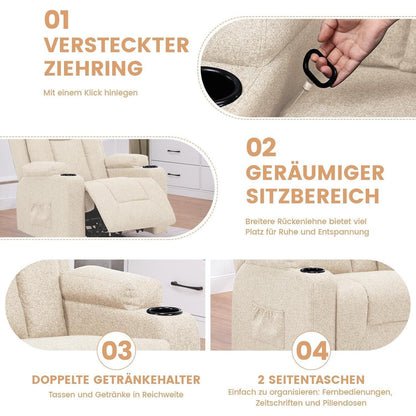 Relaxsessel mit Liegefunktion & Fußstütze – 360° Drehbar