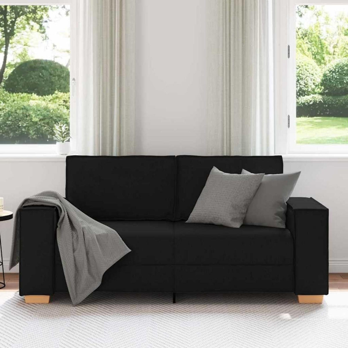 2-Sitzer Schlafsessel Schwarz – Bequemes Stoffsofa 140cm