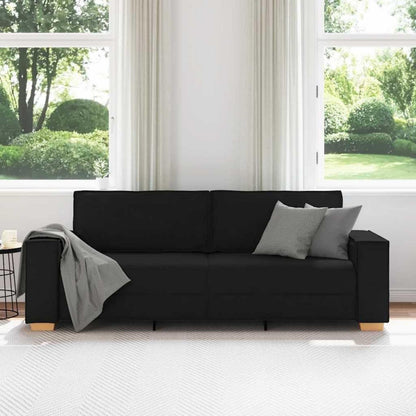 3-Sitzer Sofa Schwarz mit Schlaffunktion 180 cm