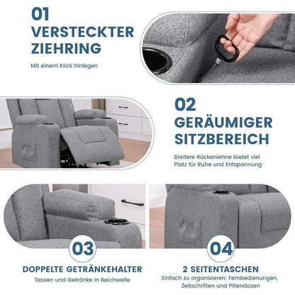Relaxsessel mit Liegefunktion & Fußstütze – Dunkelgrau
