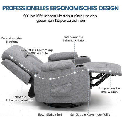 Relaxsessel mit Liegefunktion & Fußstütze – Dunkelgrau