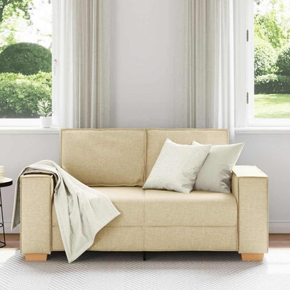 2-Sitzer Sofa Creme – Bequeme Stoff Couch 120 cm