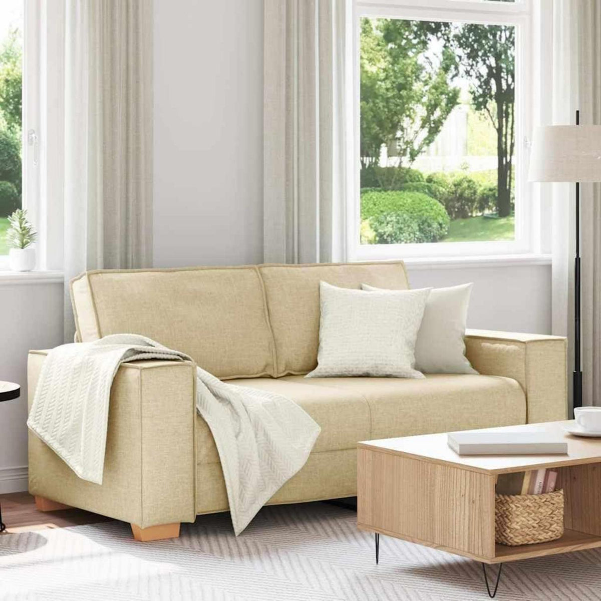 2-Sitzer Sofa Creme – Gemütliches Mini Sofa für Wohnzimmer & Büro