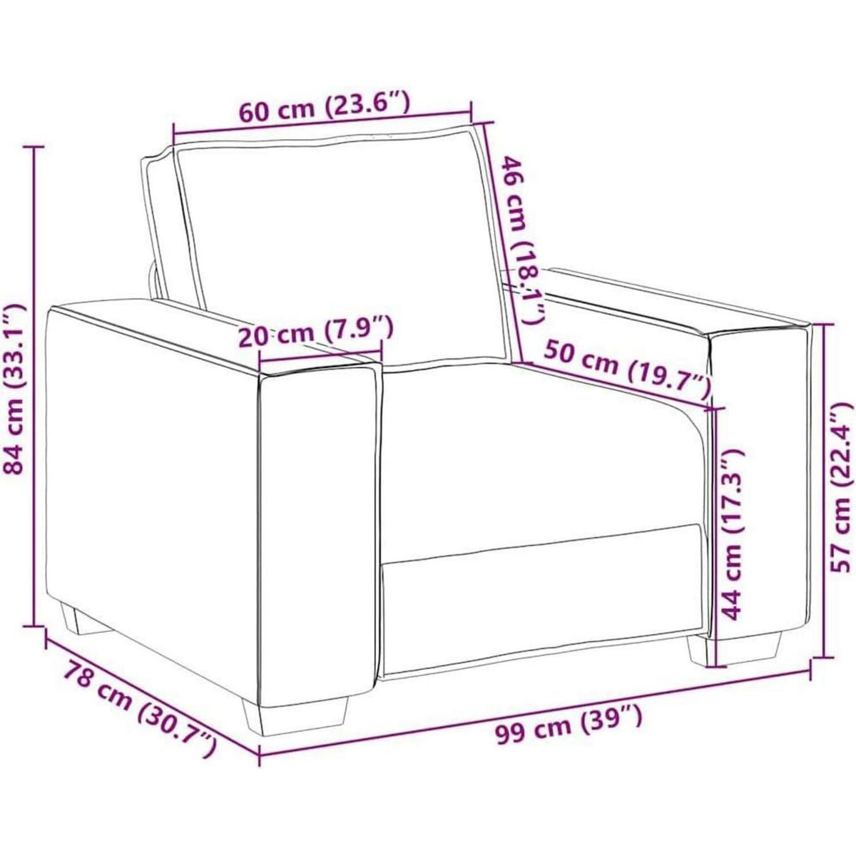 Creme Mini Sofa 60 cm – Bequemer Stoff-Sessel für Wohnzimmer