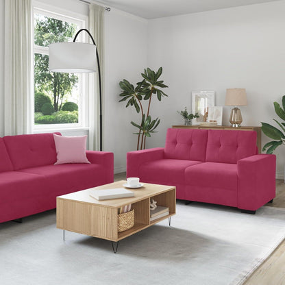 Weinrot Samt Sofagarnitur 3-TLG. mit Schlaffunktion